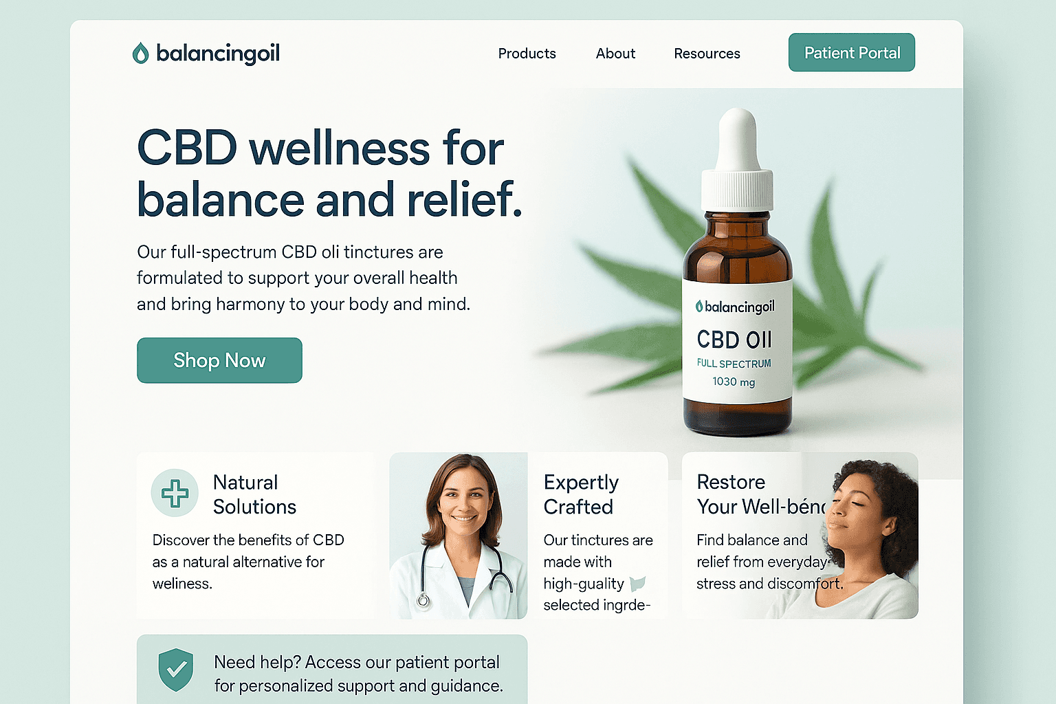 balancingoil.com website mockup